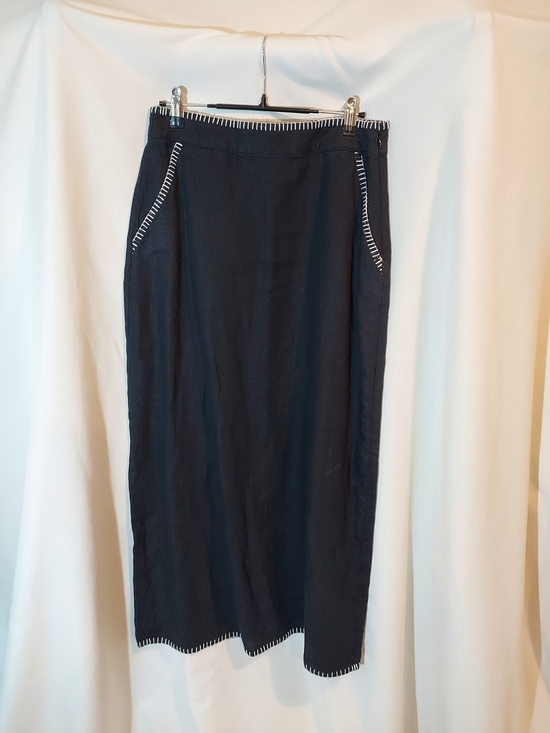 Rachel Zoe Dresses & Skirts - Rachel Zoe Black Linen Maxi Skirt with White Whipstitch Trim